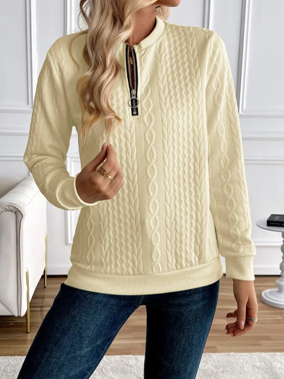 Quiltet sweater med lynlås til kvinder, elegant og komfortabel 2