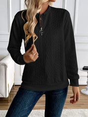 Quiltet sweater med lynlås til kvinder, elegant og komfortabel 4