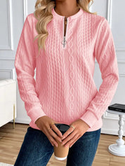 Quiltet sweater med lynlås til kvinder, elegant og komfortabel 5