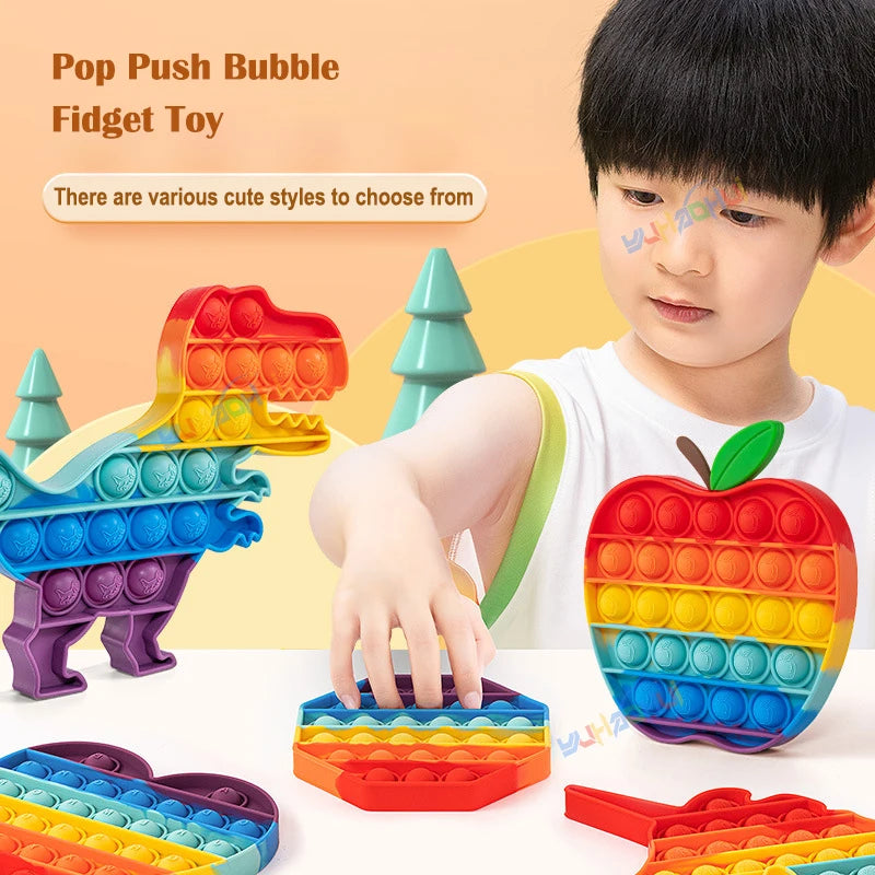 Rainbow Pop Fidget Legetøj – Silikone Sensorisk Legetøj til Stresslindring, Fokus og Leg for Børn og Voksne 2