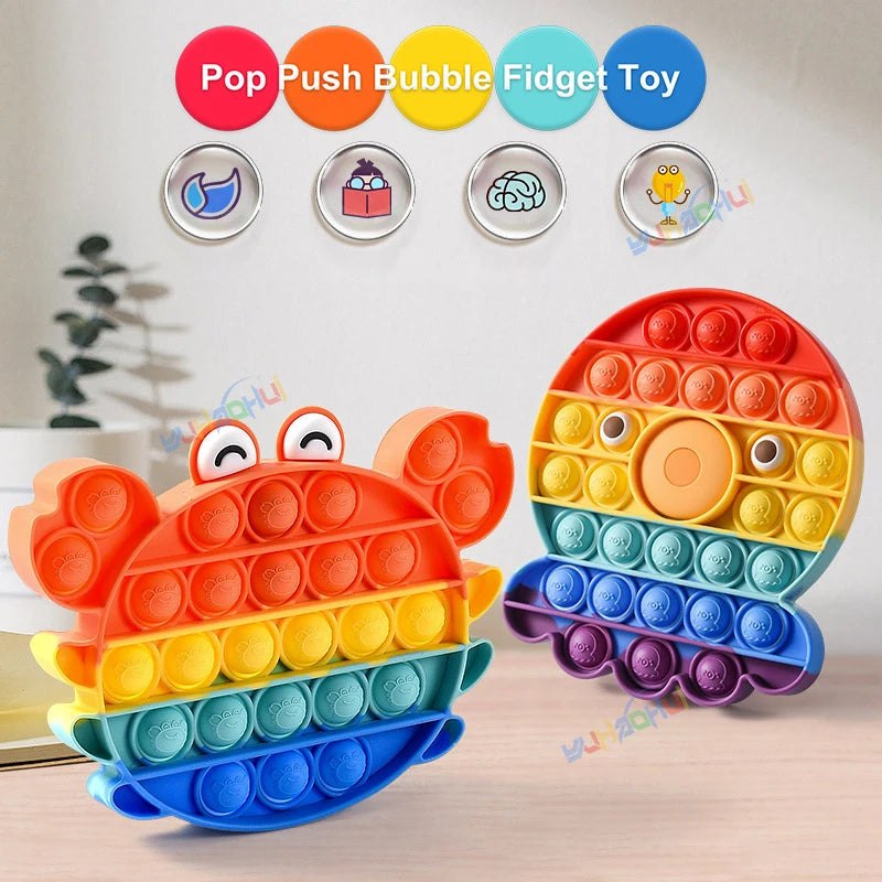 Rainbow Pop Fidget Legetøj – Silikone Sensorisk Legetøj til Stresslindring, Fokus og Leg for Børn og Voksne 3