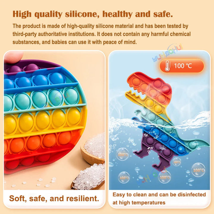 Rainbow Pop Fidget Legetøj – Silikone Sensorisk Legetøj til Stresslindring, Fokus og Leg for Børn og Voksne 5