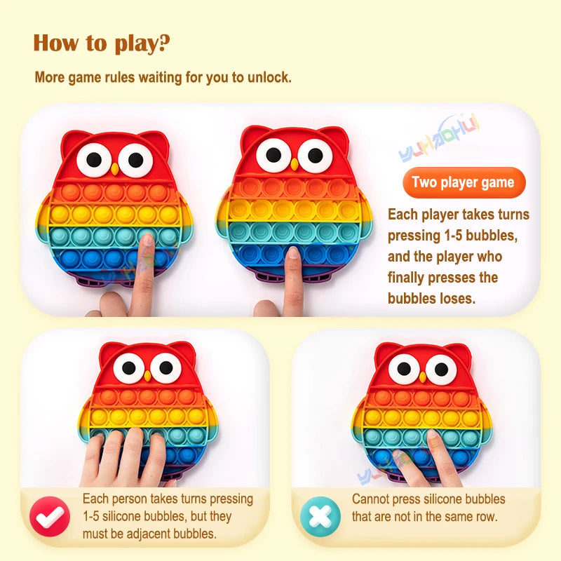 Rainbow Pop Fidget Legetøj – Silikone Sensorisk Legetøj til Stresslindring, Fokus og Leg for Børn og Voksne 6