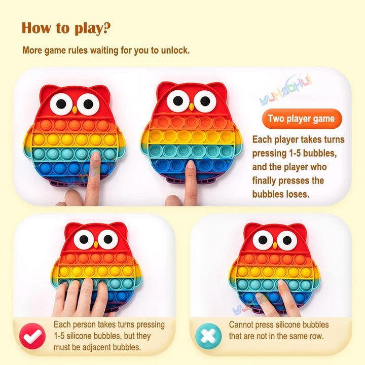Rainbow Pop Fidget Legetøj – Silikone Sensorisk Legetøj til Stresslindring, Fokus og Leg for Børn og Voksne 6