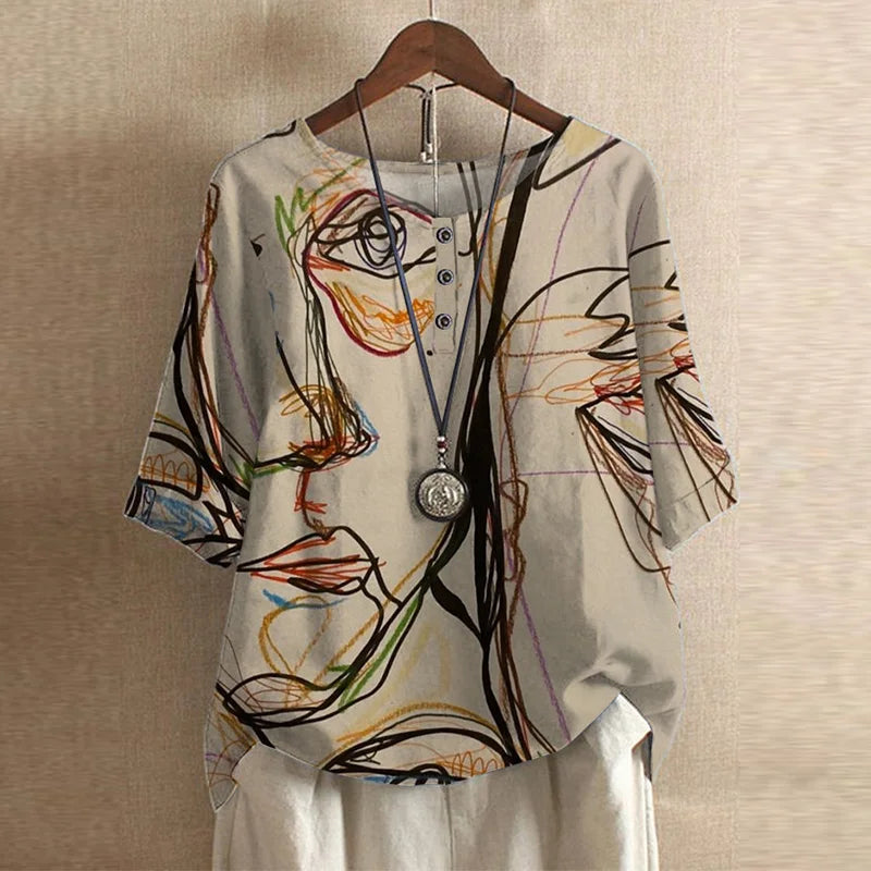 Retro-Inspireret Bluse Til Kvinder - Tidløs Elegance Med Blomsterdesign, Afslappet Pasform, Ideel Til Hverdagslook 10