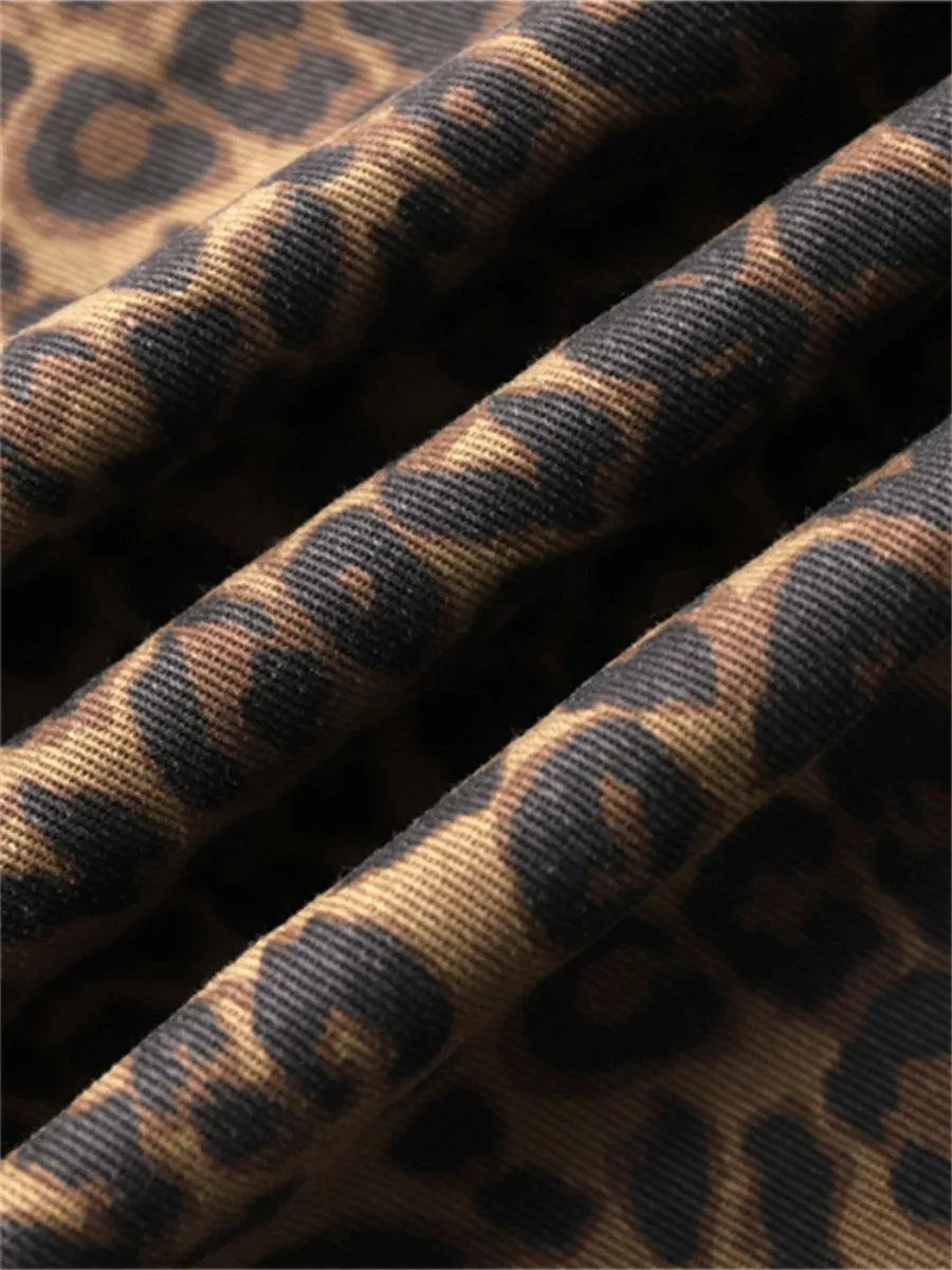 Damebukser med leopardprint og brede ben