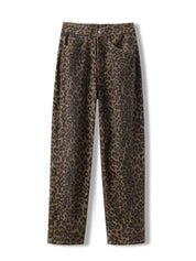 Damebukser med leopardprint og brede ben