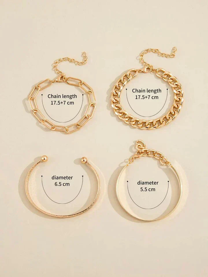 Sæt med damearmbånd i guldfarve - Elegante smykker til enhver lejlighed, justerbar længde, moderne design 3