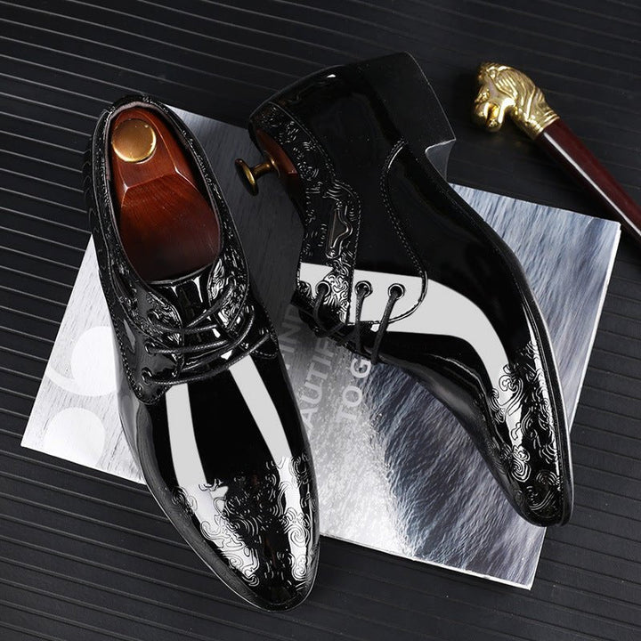Schnürschuhe Herren mit Arch Support – Elegante Derby-Schnürschuhe in glänzendem Lackleder für formelle Anlässe 0