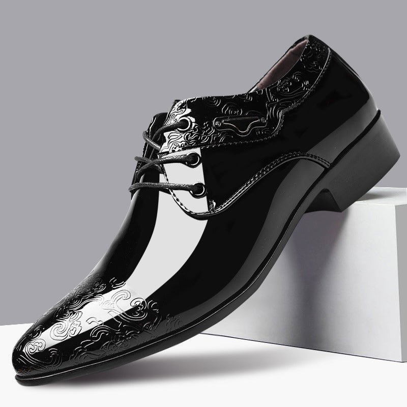 Schnürschuhe Herren mit Arch Support – Elegante Derby-Schnürschuhe in glänzendem Lackleder für formelle Anlässe 1