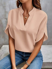 Sofistikeret Bluse Til Kvinder - Elegant V-Udskæring, Legesyge Kasketærmer, Alsidig Stil 5