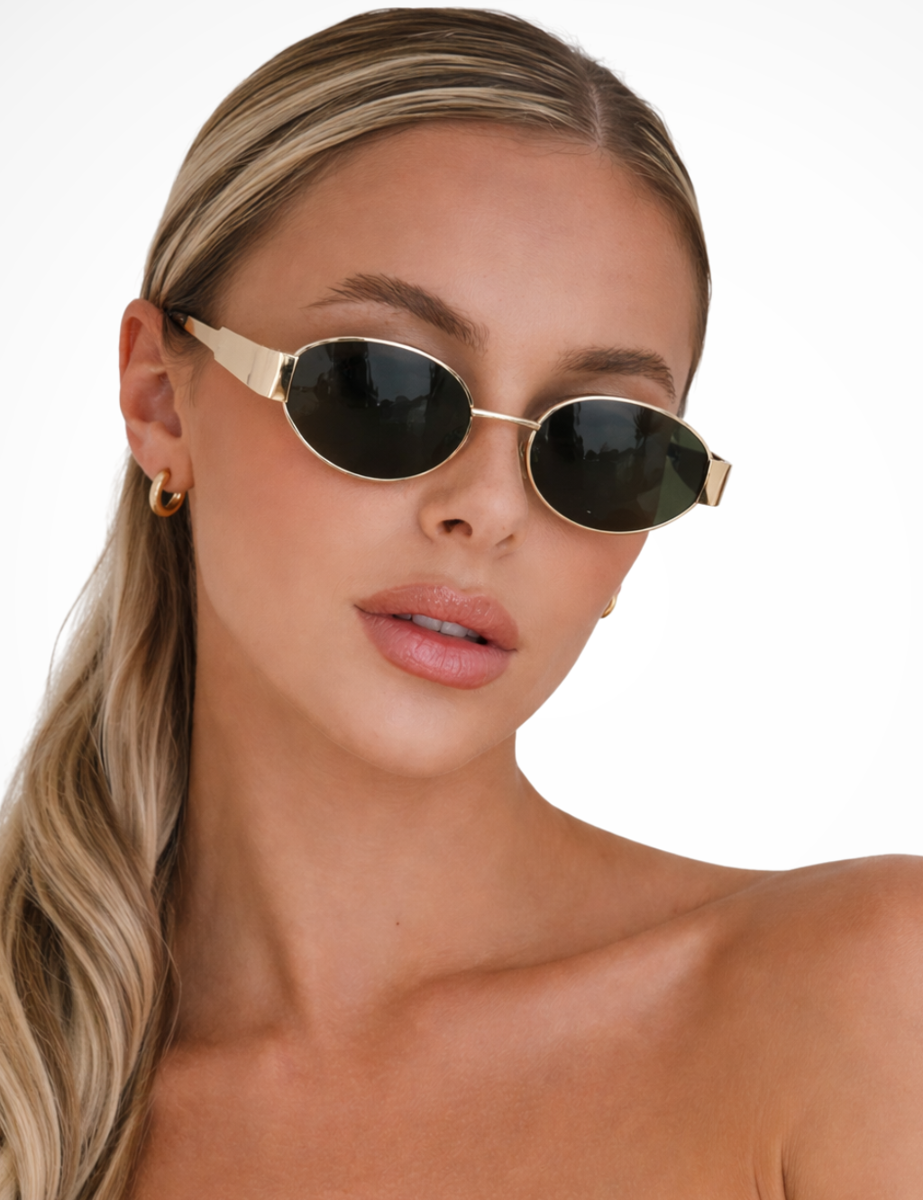 Solbriller Dame med Ovale Linser og Slank Metalramme - Elegant og Minimalistisk Stil 1