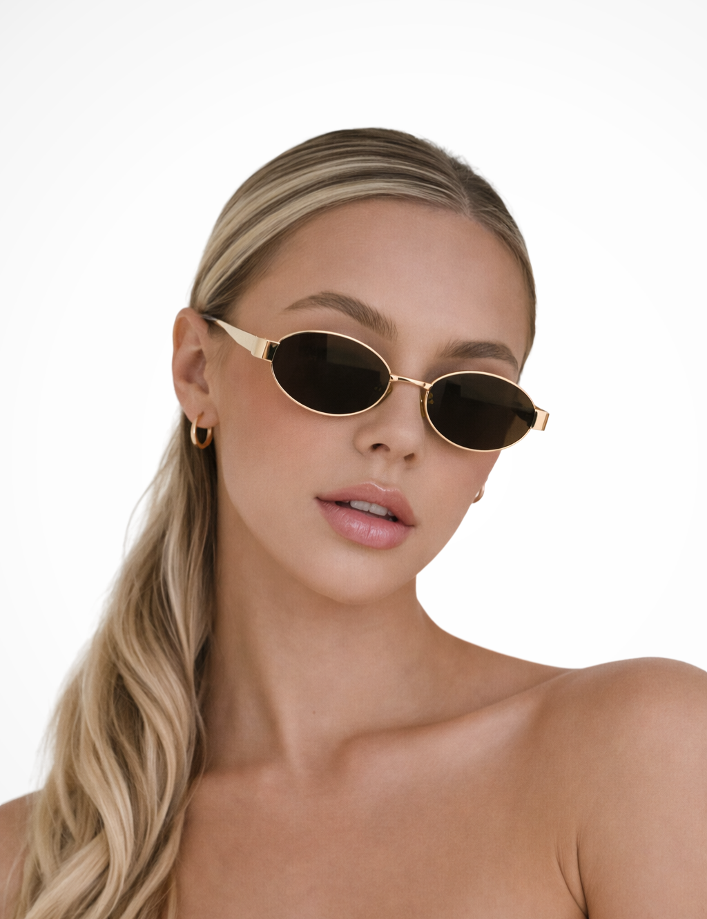 Solbriller Dame med Ovale Linser og Slank Metalramme - Elegant og Minimalistisk Stil 2