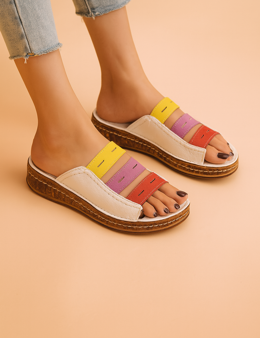 Sophia | Farverige kilehælsandaler 4