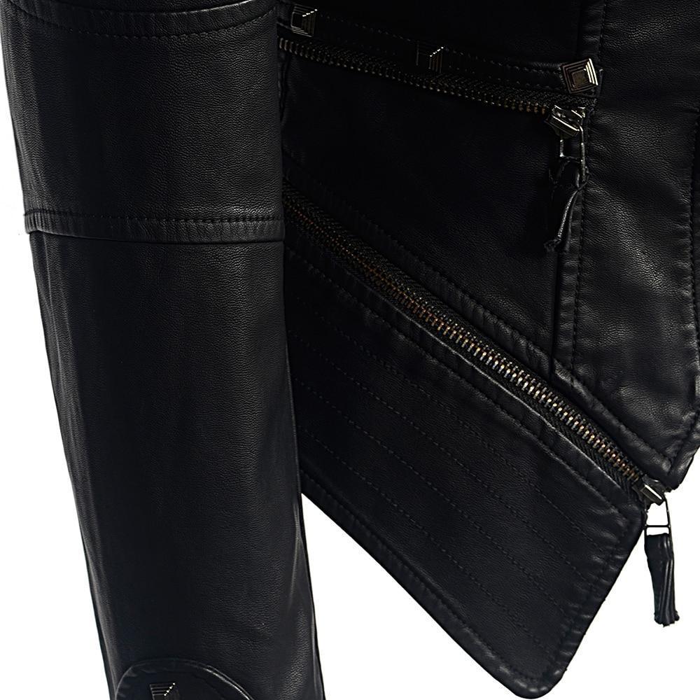 Sort bikerjakke til kvinder | Slim fit 2