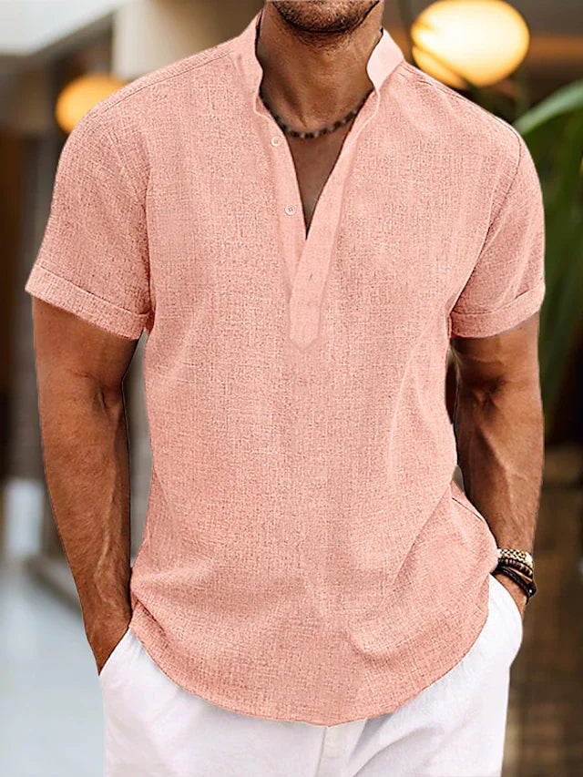Stilfuld V-hals Poloshirt til Mænd - Elegant og Komfortabel T-shirt til Hverdagsbrug 0