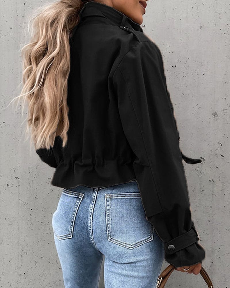 Stilfuld cropped overgangsjakke til kvinder | med lommer 4