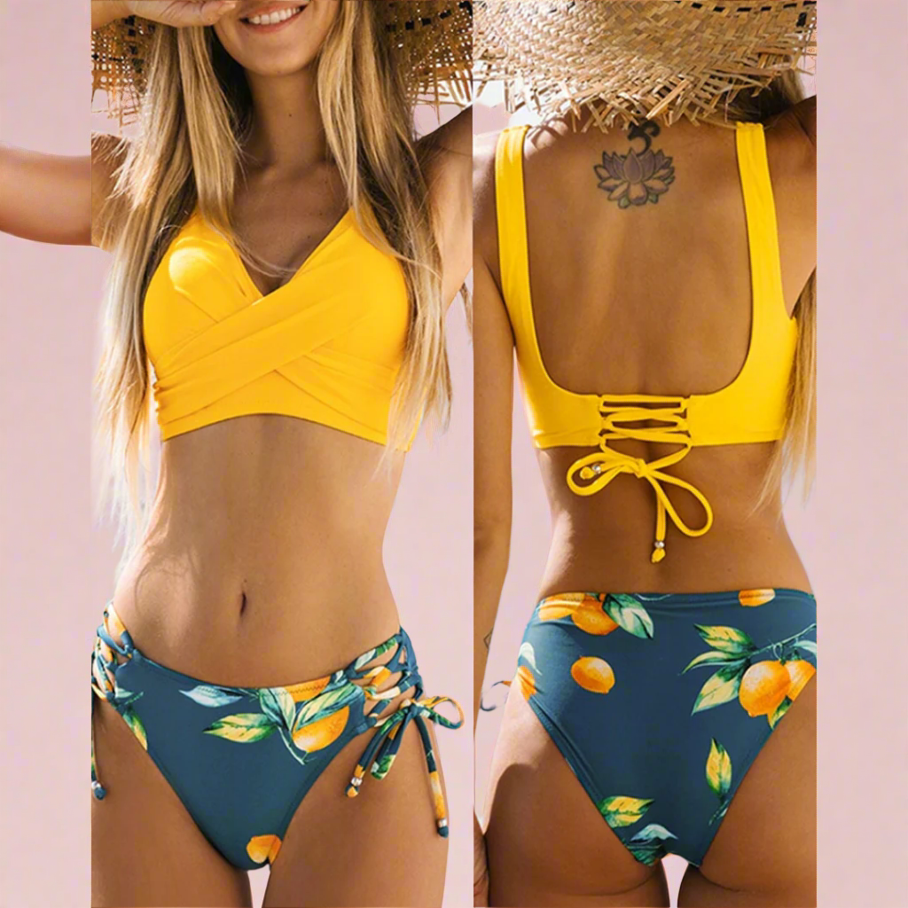 Stilfuldt Bikinisæt med Wrap Top og Justerbare Trusser til Sommeren 6