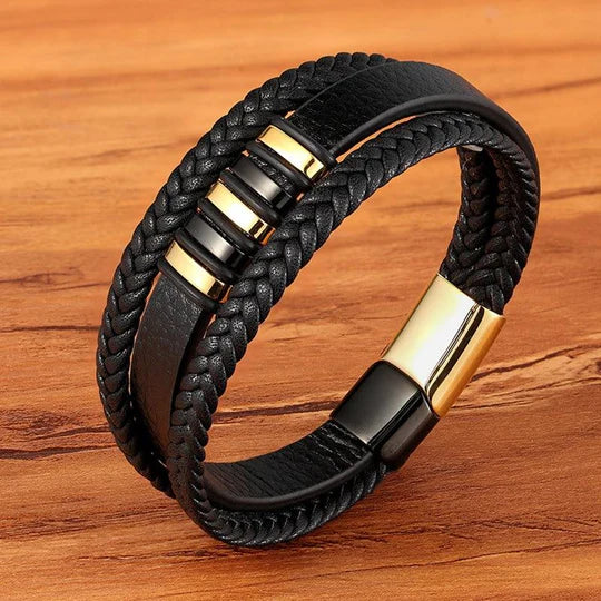 Stilfuldt Læderarmbånd til Mænd med Magnetisk Lås – Justerbart Design i Ægte Læder 0