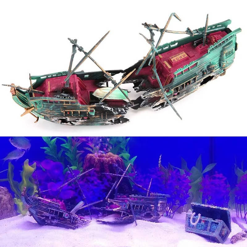 Store akvariedekorationer - Båd 2