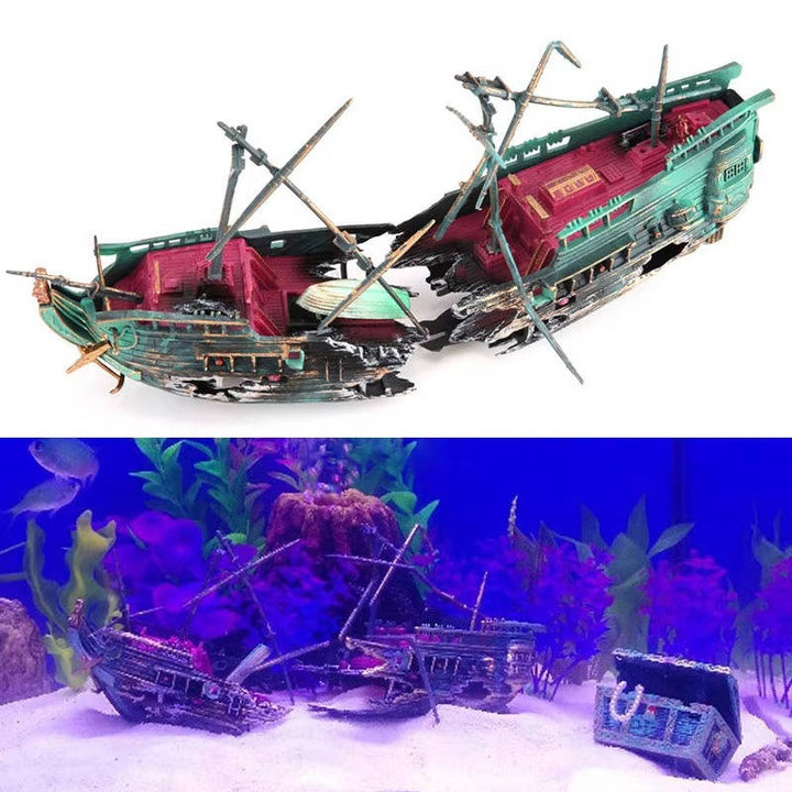 Store akvariedekorationer - Båd 2