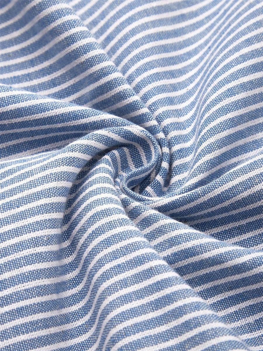Stribet Midi Kjole til Kvinder - Elegant og Komfortabel til Sommer, 3/4 Ærmer, Figurvenlig Design 2