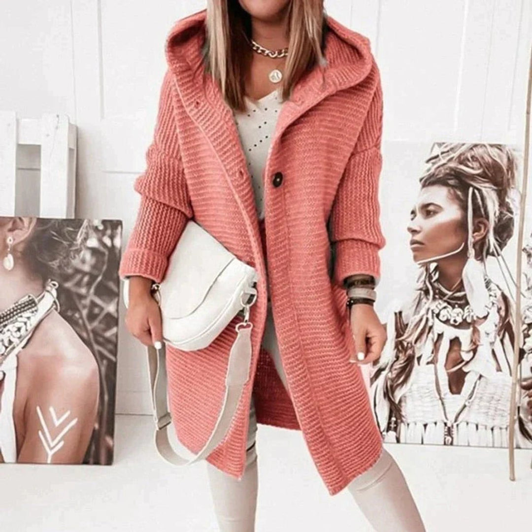 Strickjacke Damen Lang Mit Kapuze Oversized Warm – Elegante Cardigan Für Übergang Und Winter 0