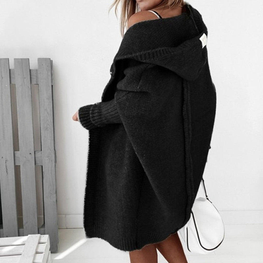 Strickjacke Damen Oversized Mit Kapuze & Fledermausärmeln – Modischer Cardigan Für Herbst Und Winter 4
