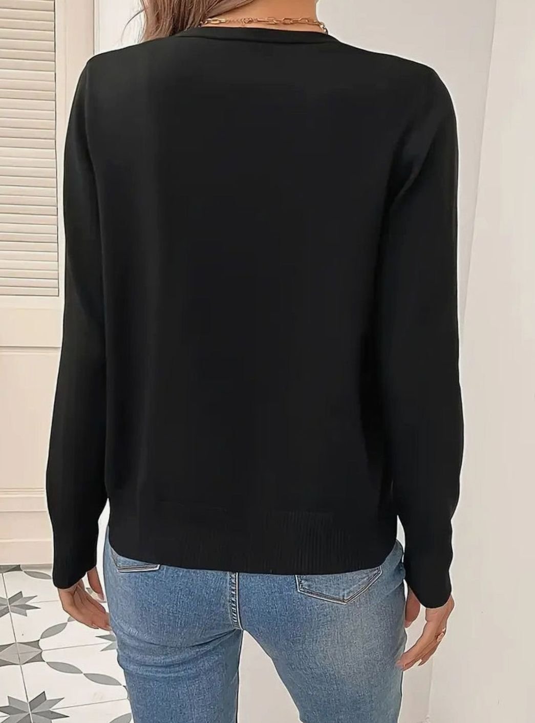 Strickjacke Damen V-Ausschnitt Langarm Cardigan mit Knopfleiste für vielseitiges Layering 2