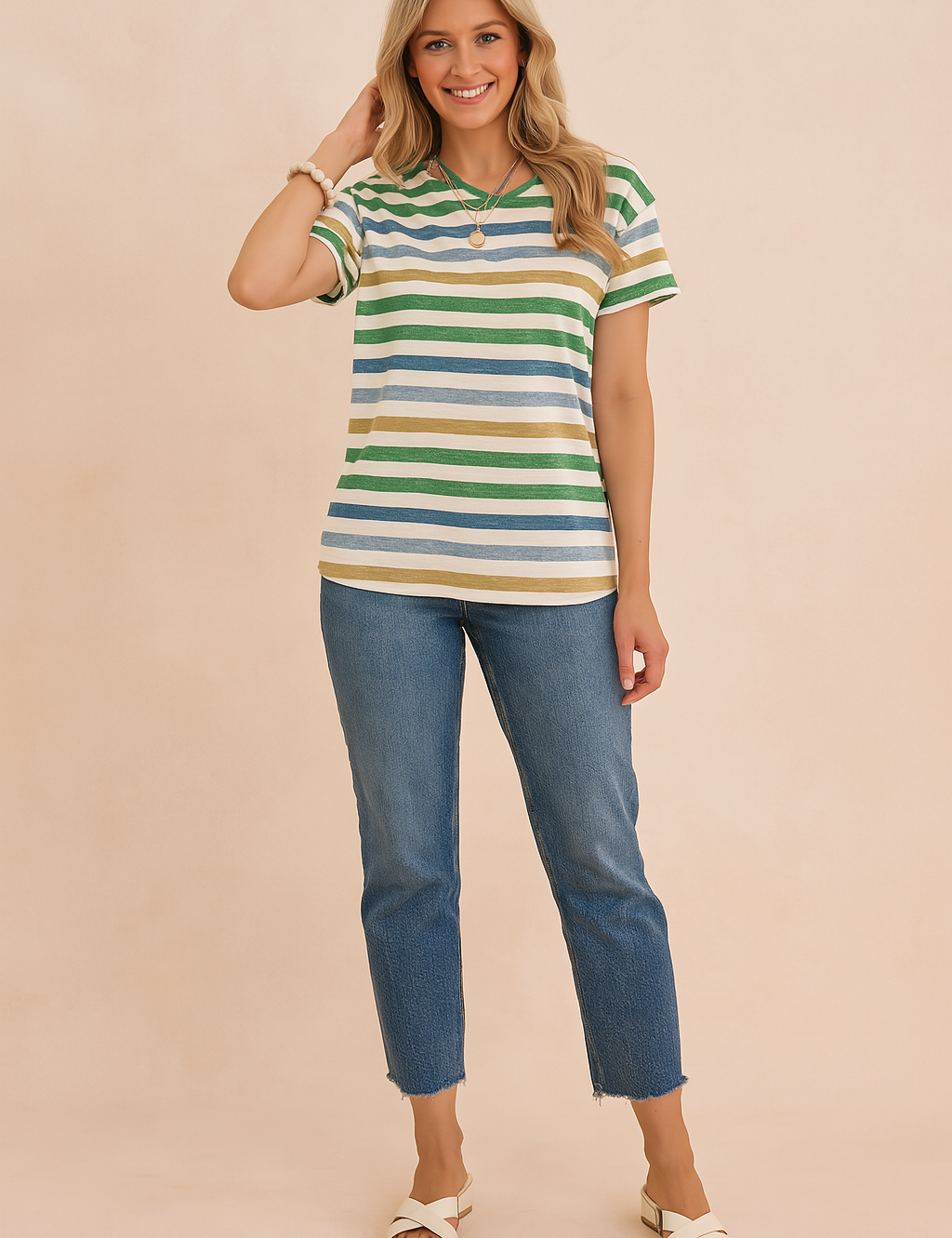 Tessa | Flerfarvet stribet T-shirt 0