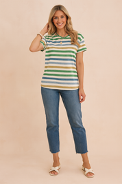 Tessa | Flerfarvet stribet T-shirt 0