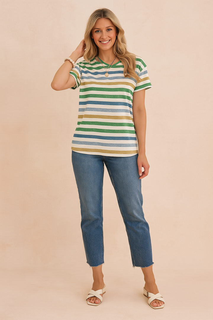 Tessa | Flerfarvet stribet T-shirt 0