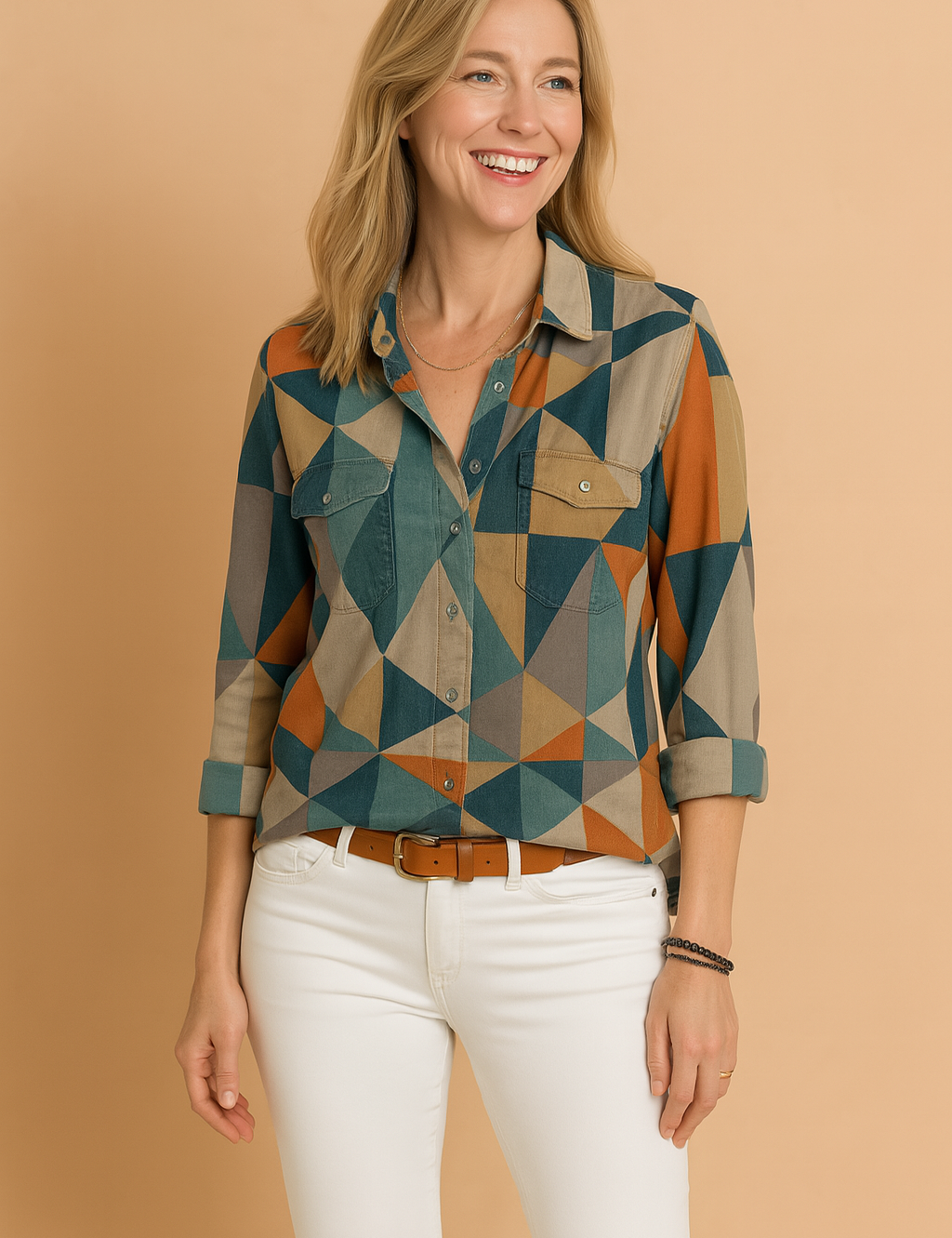 Tessa | Kunstnerisk bluse med et markant mønster 0