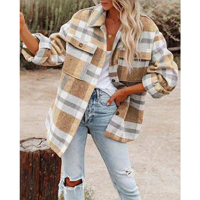 Tin | Klassisk ternet damejakke | Plus size 1
