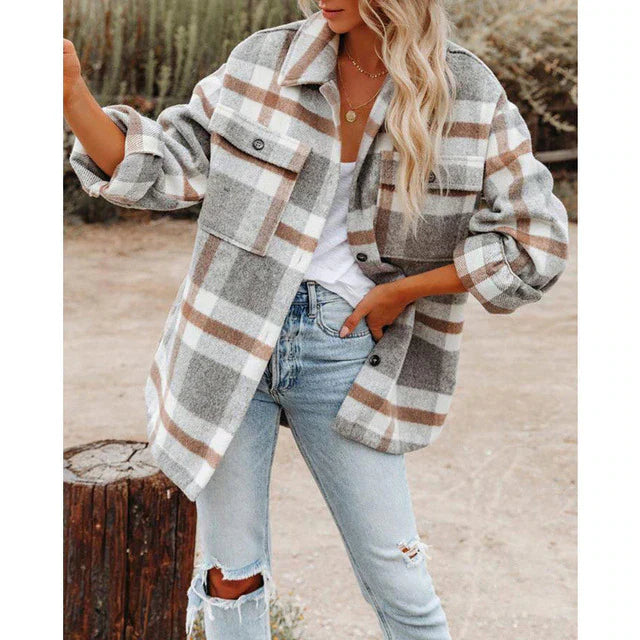 Tin | Klassisk ternet damejakke | Plus size 2