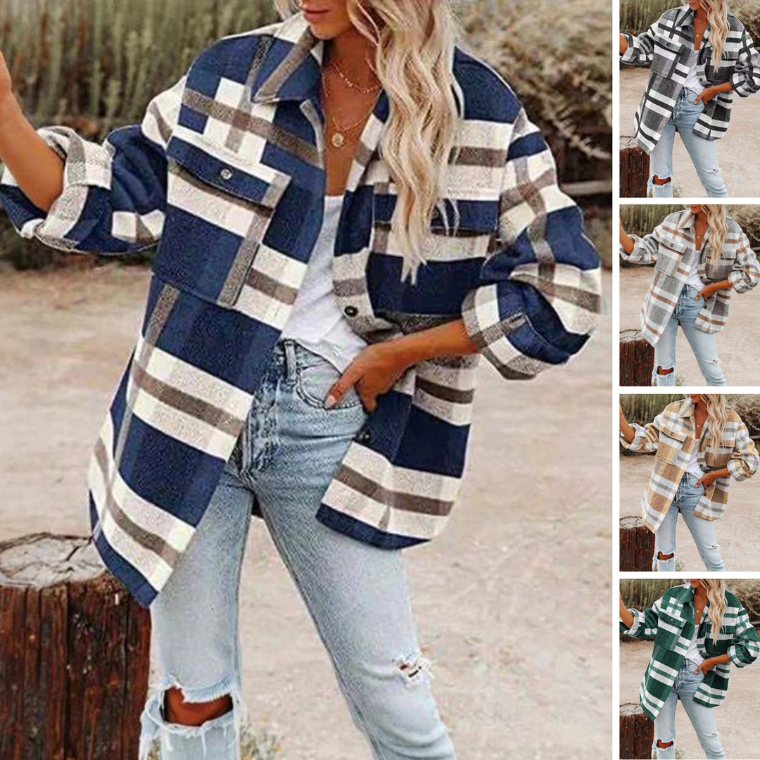 Tin | Klassisk ternet damejakke | Plus size 4