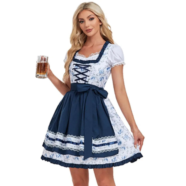 Trachtenkleid Damen Oktoberfest Kostümkleid Mit Karomuster Elegantes Dirndl Kleid Für Feste Und Feierlichkeiten 0