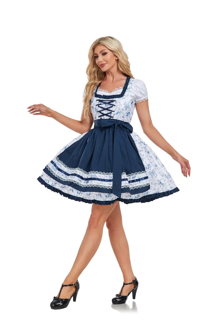 Trachtenkleid Damen Oktoberfest Kostümkleid Mit Karomuster Elegantes Dirndl Kleid Für Feste Und Feierlichkeiten 1