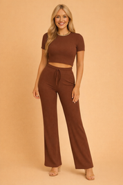 Roxy | Todelt sæt med crop top og højtaljede bukser