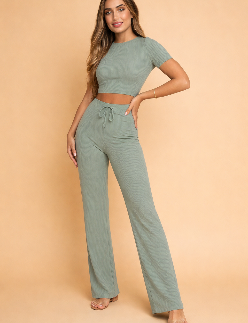 Roxy | Todelt sæt med crop top og højtaljede bukser