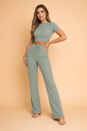 Roxy | Todelt sæt med crop top og højtaljede bukser