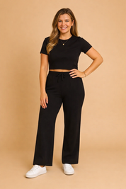 Roxy | Todelt sæt med crop top og højtaljede bukser