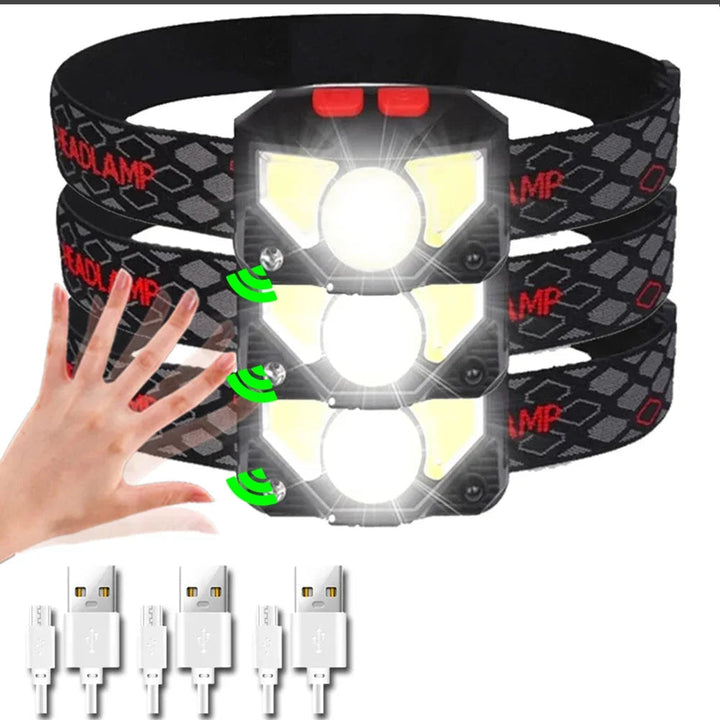 USB genopladelig LED-pandelampe – lys sensoraktiveret pandelampe til fiskeri, vandreture, nødsøgning eller campingeventyr 11