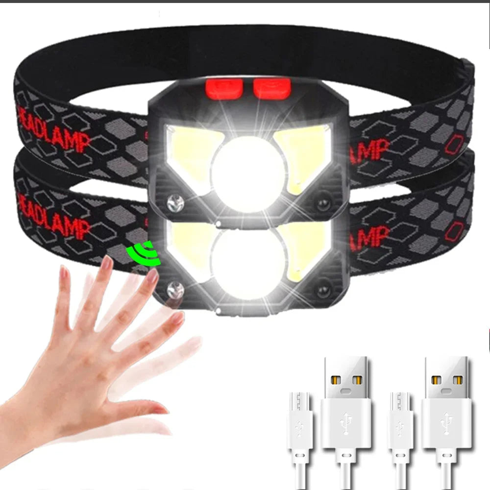 USB genopladelig LED-pandelampe – lys sensoraktiveret pandelampe til fiskeri, vandreture, nødsøgning eller campingeventyr 12