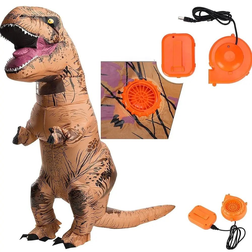 Unikt oppusteligt dinosaurkostume til voksne - Ultimativt T-REX-kostume til festantræk 0