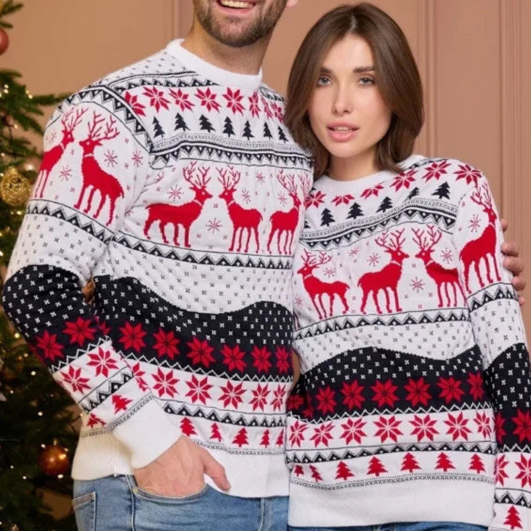 Unisex juletrøje med festligt rensdyrdesign i varm strik 0