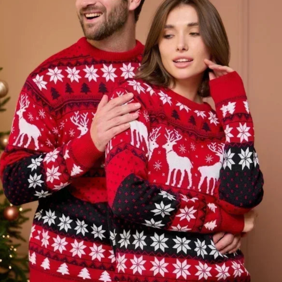 Unisex juletrøje med festligt rensdyrdesign i varm strik 1