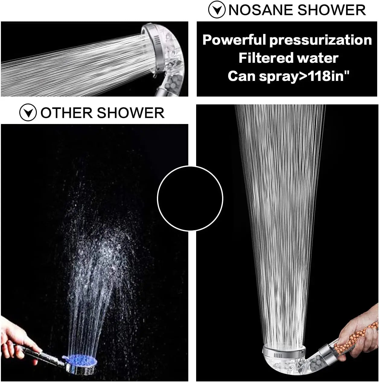 Vandbesparende højtryksbruserhoved med filter – AquaGlow 2