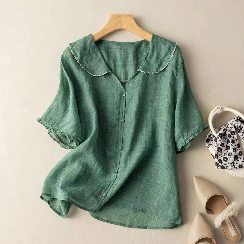 Vintage-Inspireret Bluse med Knap Detalje til Kvinder - Elegant og Alsidig til Ethvert Look 0