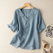Vintage-Inspireret Bluse med Knap Detalje til Kvinder - Elegant og Alsidig til Ethvert Look 2